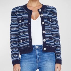L'Agence Woodson Blue Striped Cardigan NWT